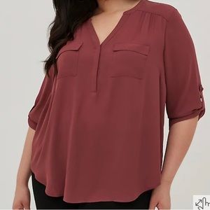 HARPER GEORGETTE PULLOVER 3/4 SLEEVE BLOUSE